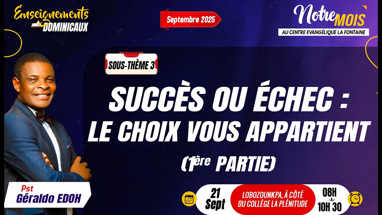 DU SOUTIEN DIVIN POUR MARCHER DANS LE SUCCES 4 | CULTE DOMINICAL | Pasteur Géraldo EDOH