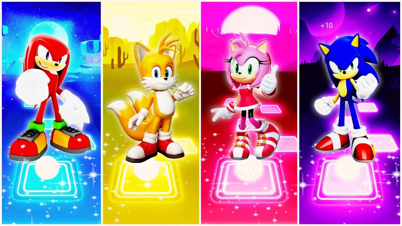 Knuckles 🆚 Tails 🆚 Amy Rose 🆚 Sonic | Tiles Hop EDM Rush