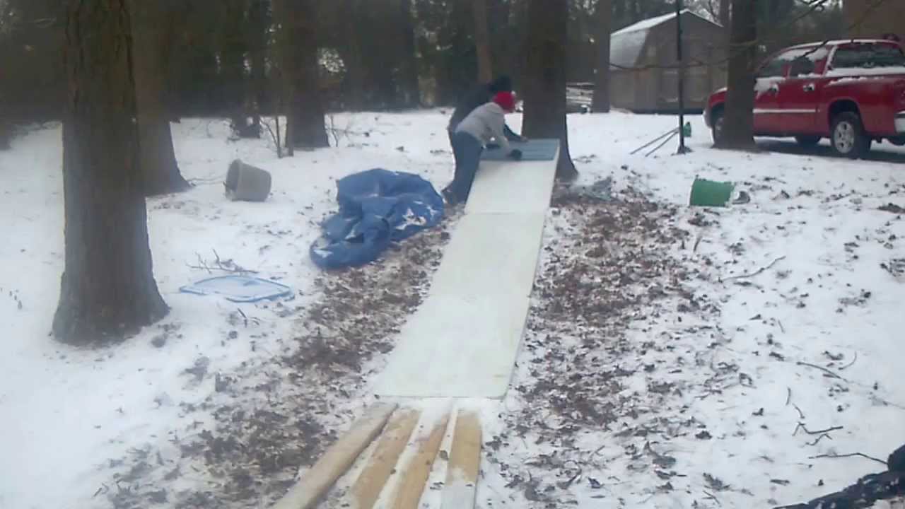 build snow slide for the front yard