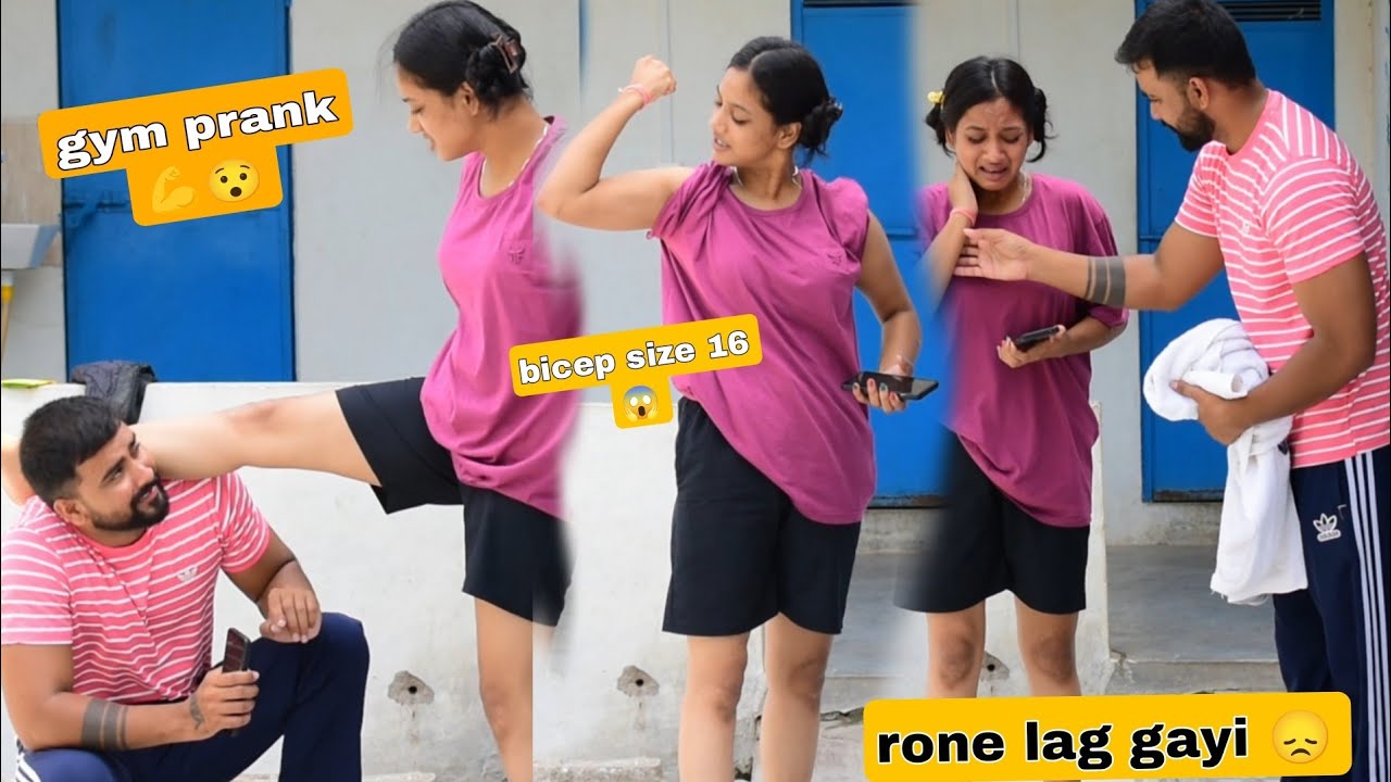 home gym workout 💪 prank on my boyfriend 😍 ( gone wrong 😞 ) my biceps size 16 inch