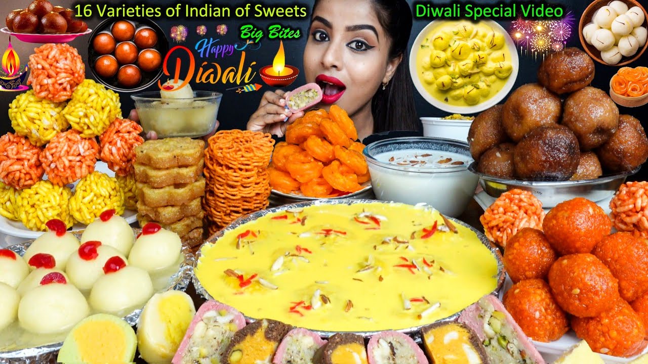 Eating Rasmalai,Gulab Jamun,Rasgulla,Motichur Laddu,Jalebi,Kheer Indian Sweets ASMR Eating Mukbang
