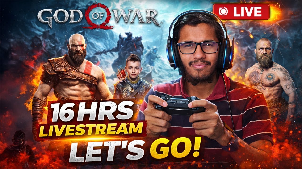 🪓 God of War (2018) LIVE – Part 1 | The Journey Begins | 16-Hour Marathon ⚔️ | ENGLISH/HINDI/TELUGU|