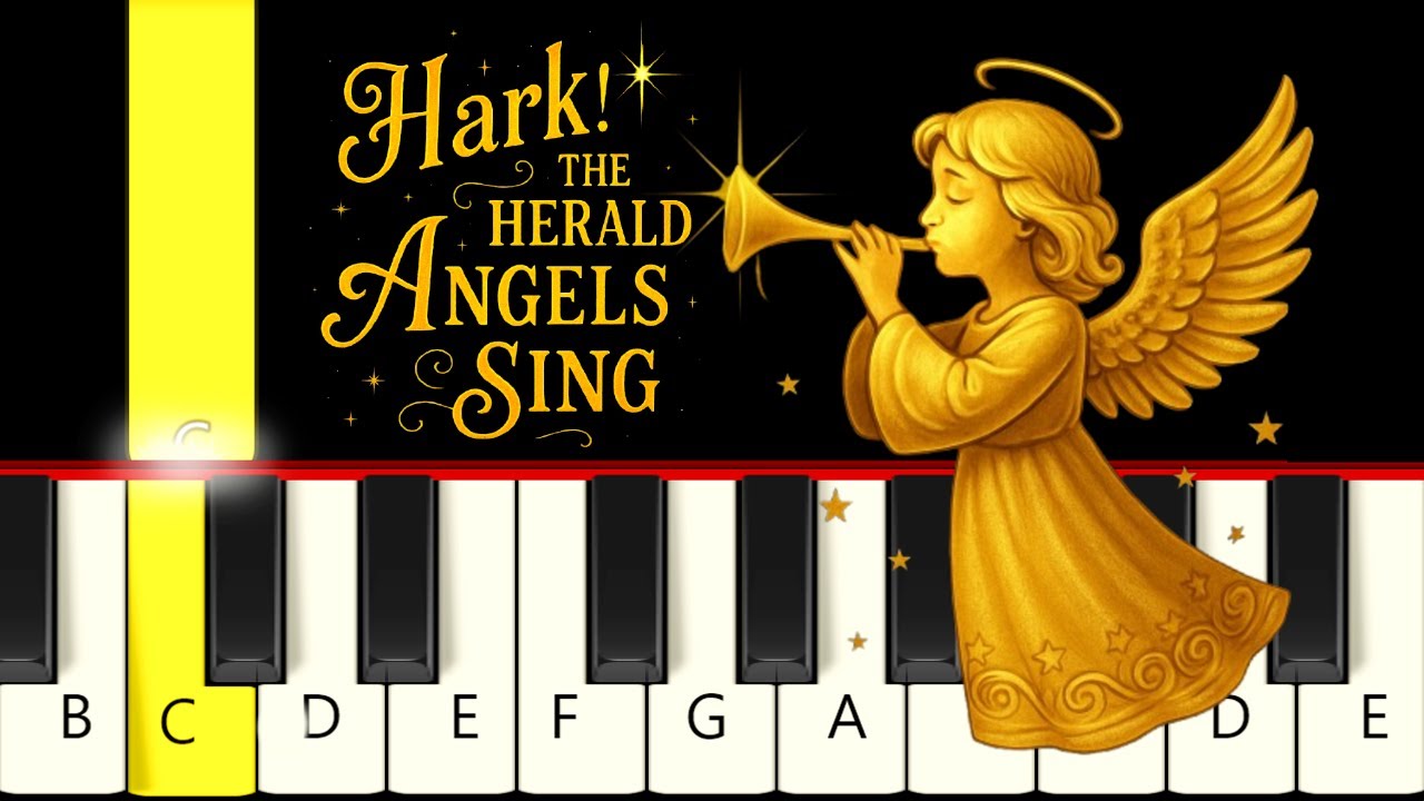 Hark! The Herald Angels Sing - Christmas - Very Easy and Slow Piano Tutorial - Beginner