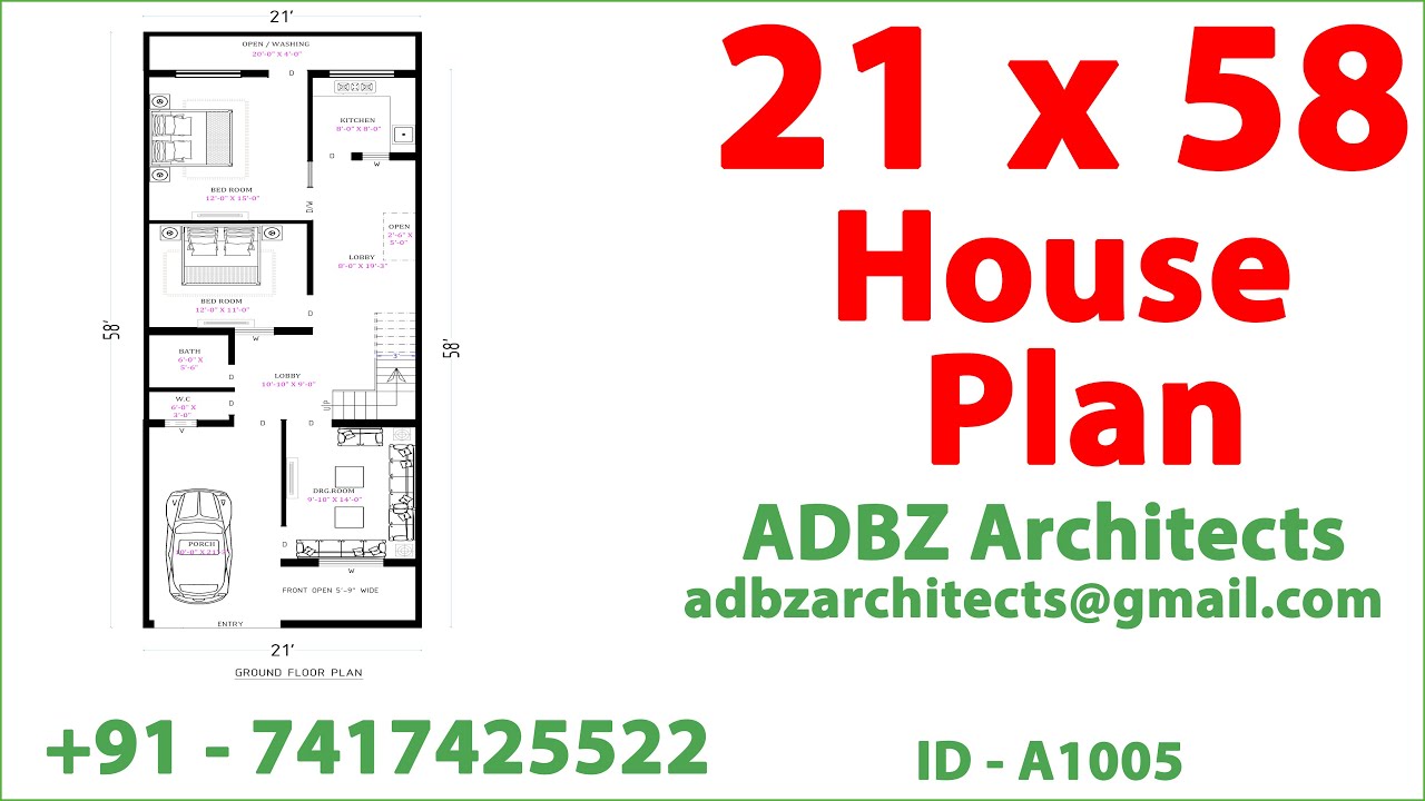 21 X 58 House Plan | 2 BHK SET | House Design | ABDZ Architects | ID - 1005