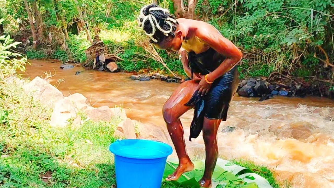 Bathing at the River //African village life.