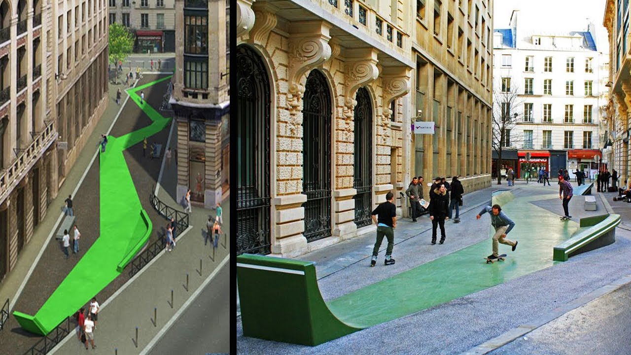 In Paris, they turned a Street into a Skatepark. (so we visited)