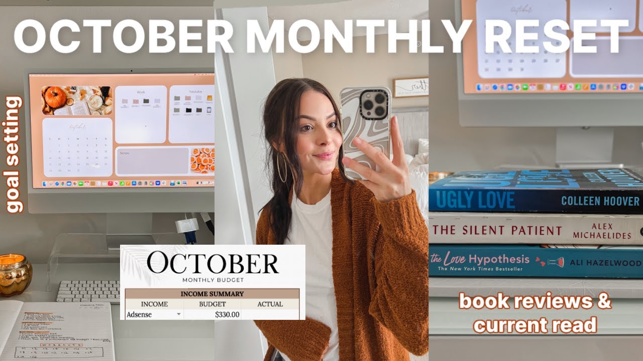 OCTOBER MONTHLY RESET 🍂 | budget with me, fall desktop wallpaper, goal setting, & new book reviews!