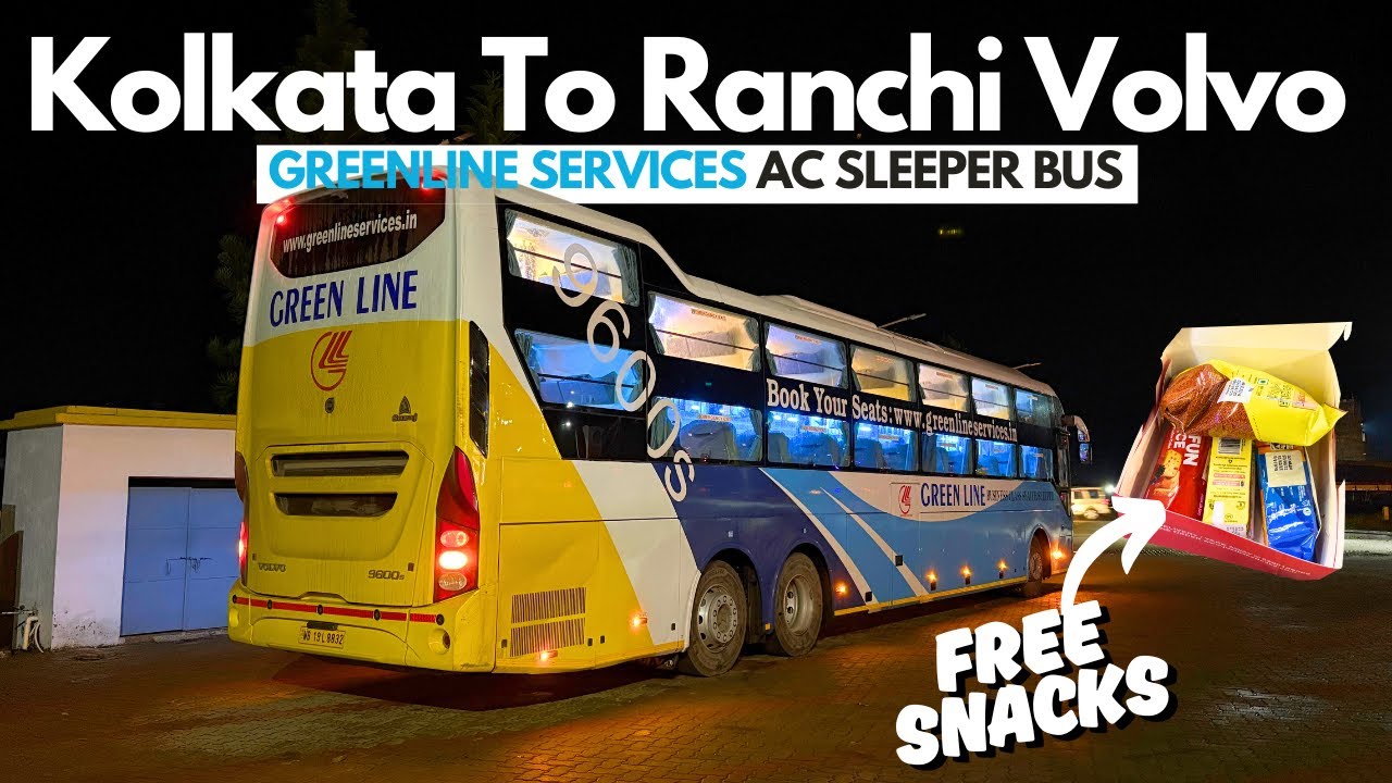 Kolkata to Ranchi Volvo 9600 Bus Journey in Heavy Rain | Greenline Services Seater-Sleeper Bus 🛏️