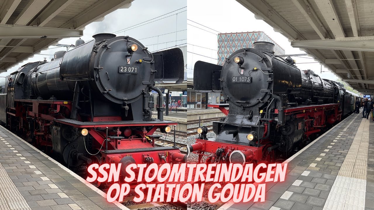 SSN Stoomtreindagen op station Gouda! SSN 01 1075 en VSM 23 071 in actie!