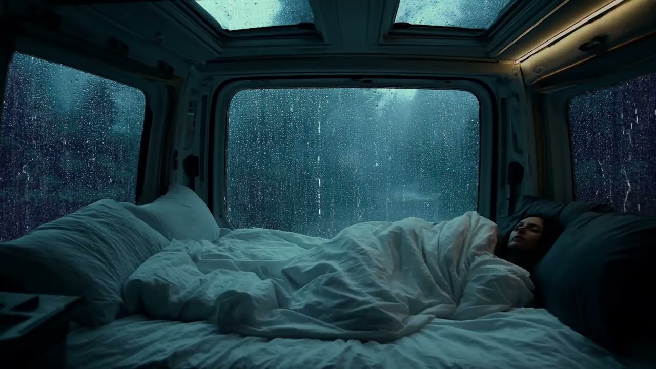 Cozy Night Rain Inside Car 🚗 Night Rain Sanctuary with Thunder | Heavy Rain for Deep Sleep