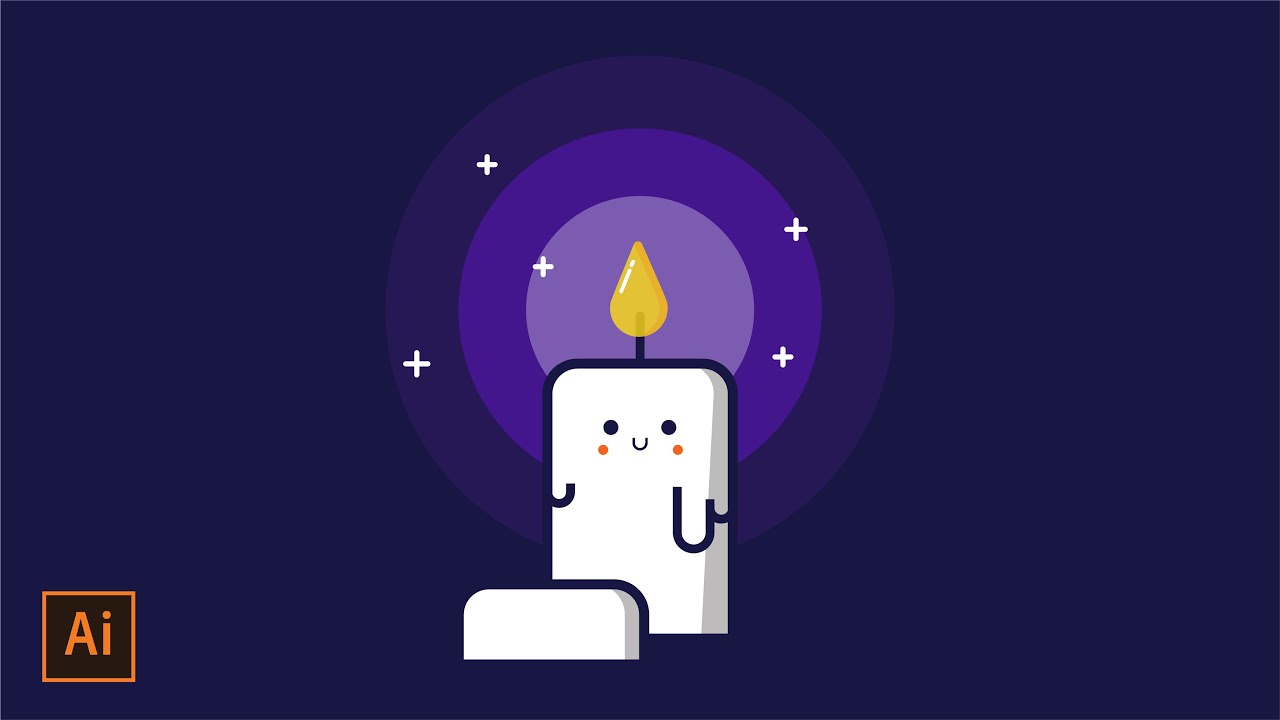 #14 SpeedArt Illustrator | Illustration of cute candle using Adobe Illustrator (vektor lilin)