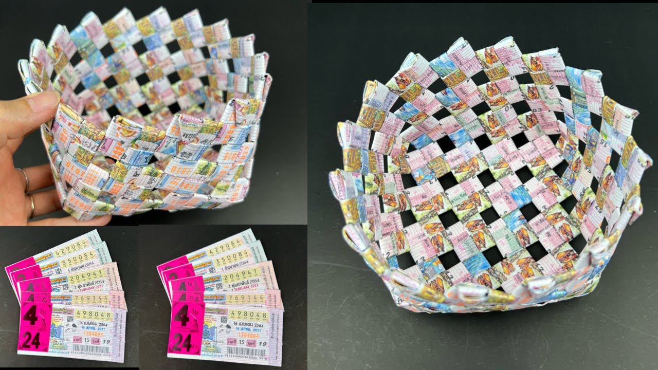 สานตะกร้า จากลอตเลอรี่เก่า ✅✅ DIY Baskets.
