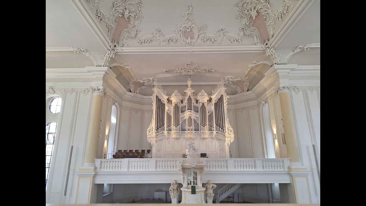 Ludwigskirche Saarbrücken. H. Freitag spielt im Jubiläumsjahr die Schübler Choräle BWV 645-650