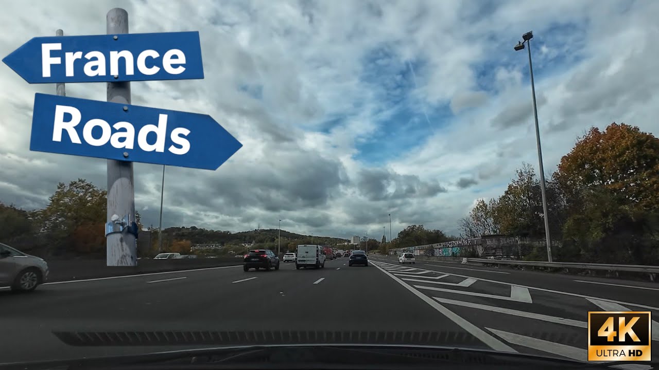 Drive In France - A15 Highway Bound For Cergy - FRANCE ROADS - 4K