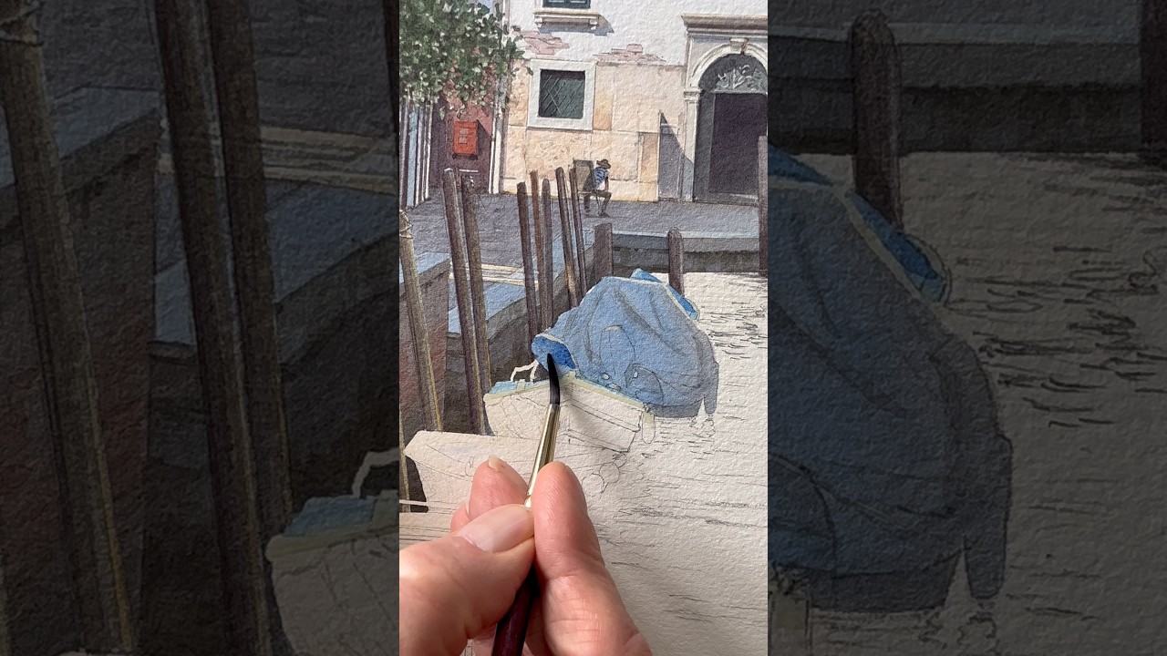 Watercolor in progress of Venice