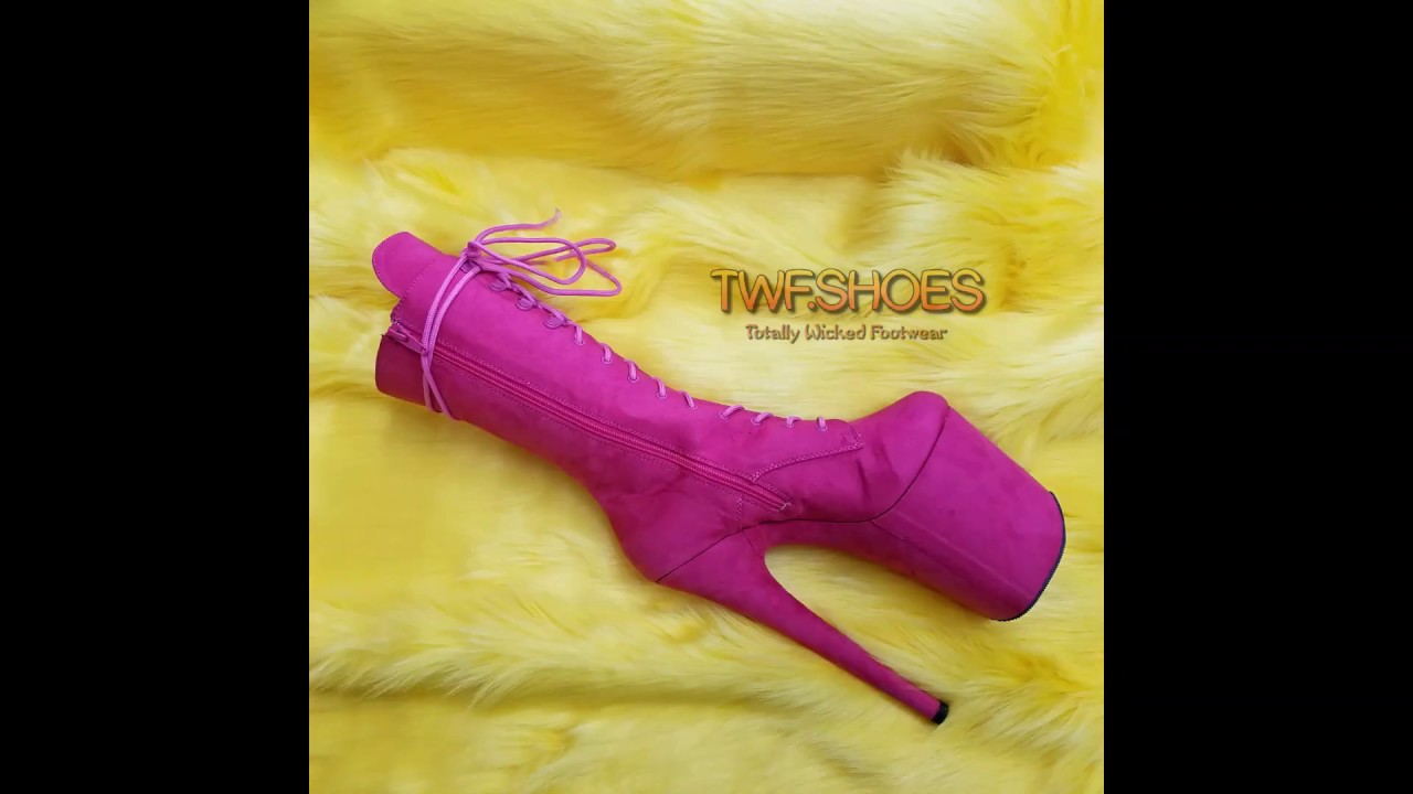 Pleaser Flamingo 1050 Hot Pink Sexy 8 High Heel Mid Calf Boots