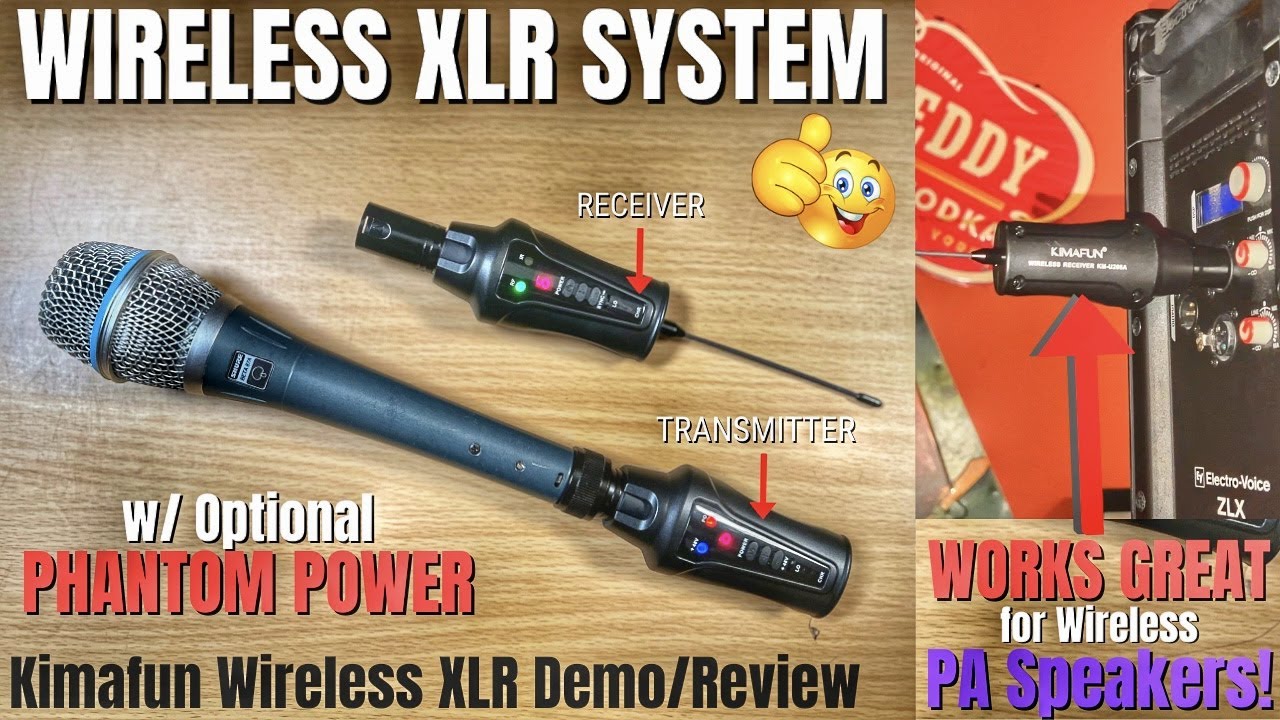 WIRELESS XLR System w/ PHANTOM POWER! Kimafun XLR Wireless Review/Demo