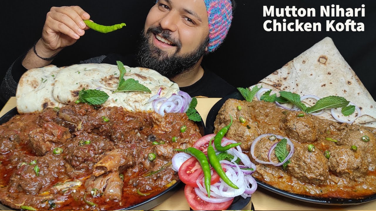 Spicy MUTTON NIHARI, CHICKEN KOFTA CURRY, NAAN, RUMALI ROTI EATING | Indian Food Mukbang | Big Bites