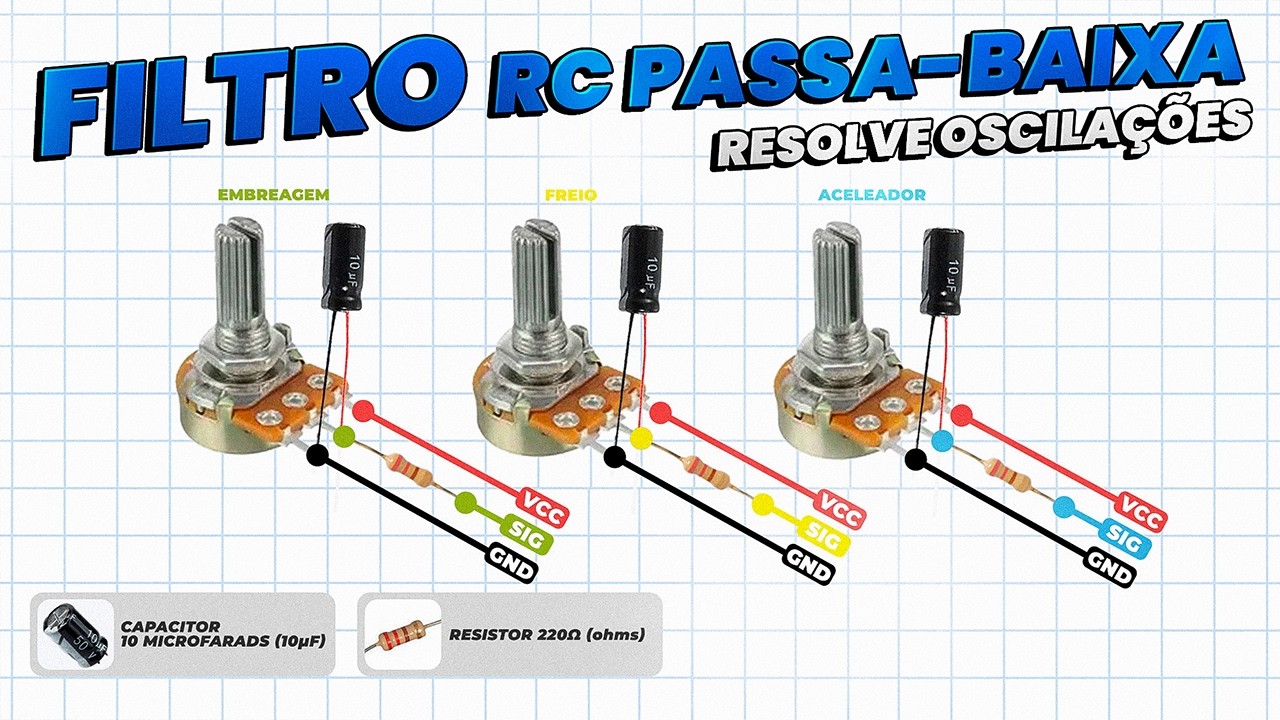 Filtro para remover oscila&ccedil;&otilde;es e interfer&ecirc;ncias do pedal caseiro DIY | Filtro RC passa-baixa