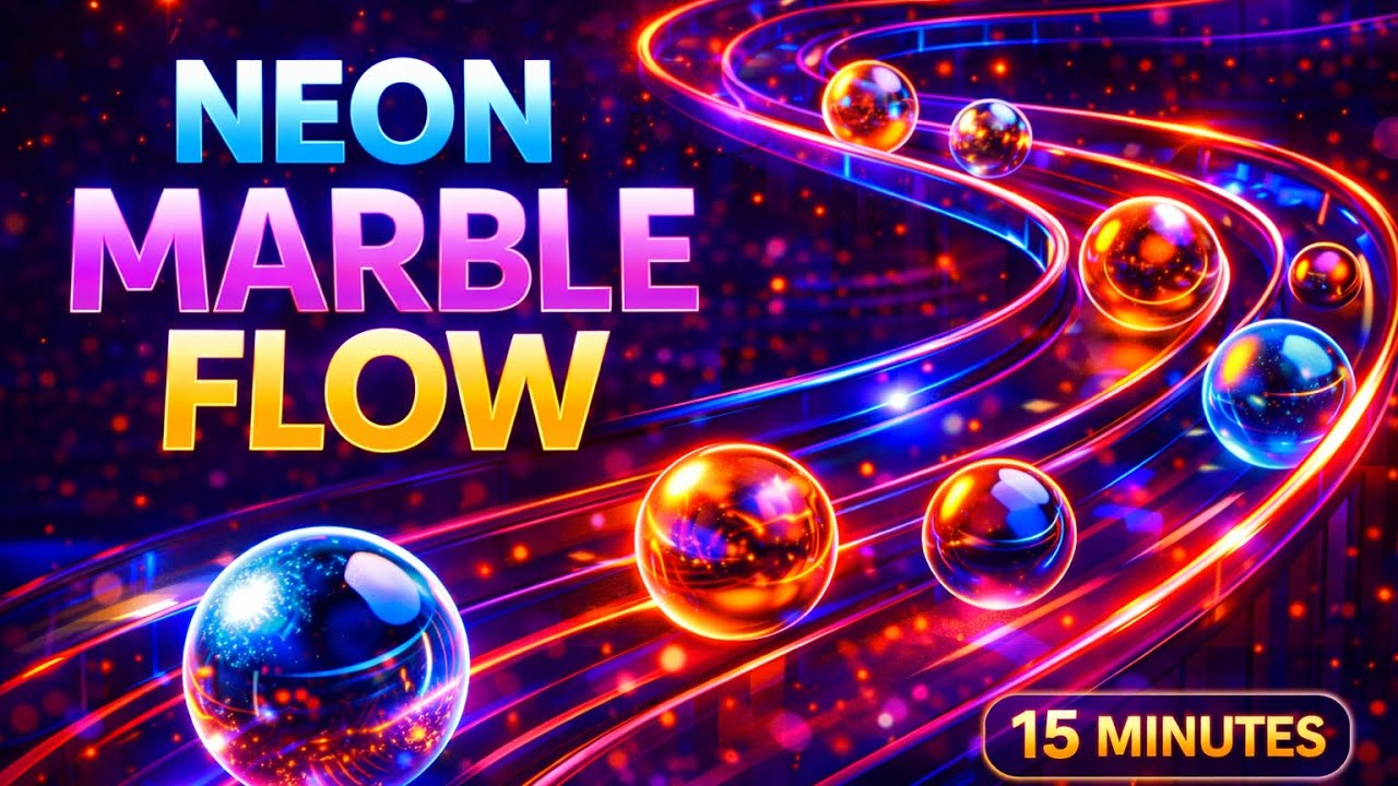 Watch the Marbles Flow ✨ | Hypnotic Neon Marble Race (Relaxing Music)