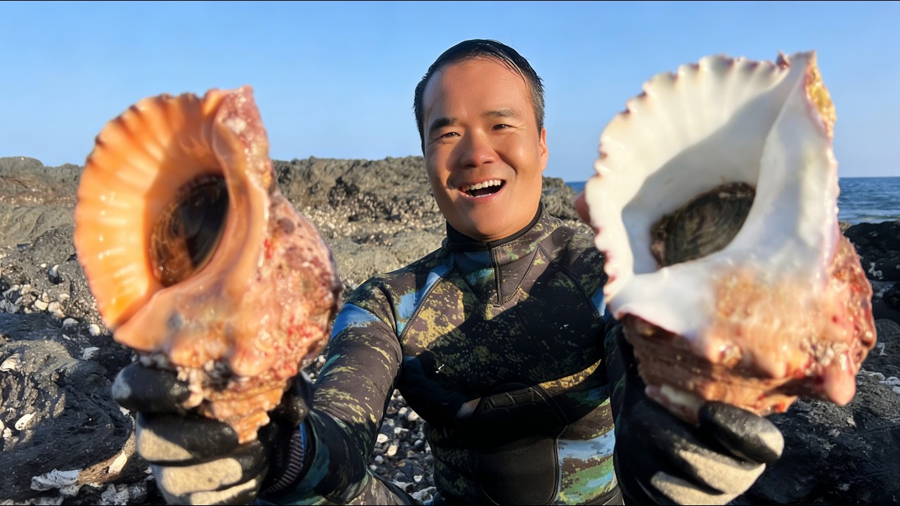 環島探索中東阿曼馬西拉島，潛水意外收獲從未見過的大海螺！海邊開鍋實在太美味啦