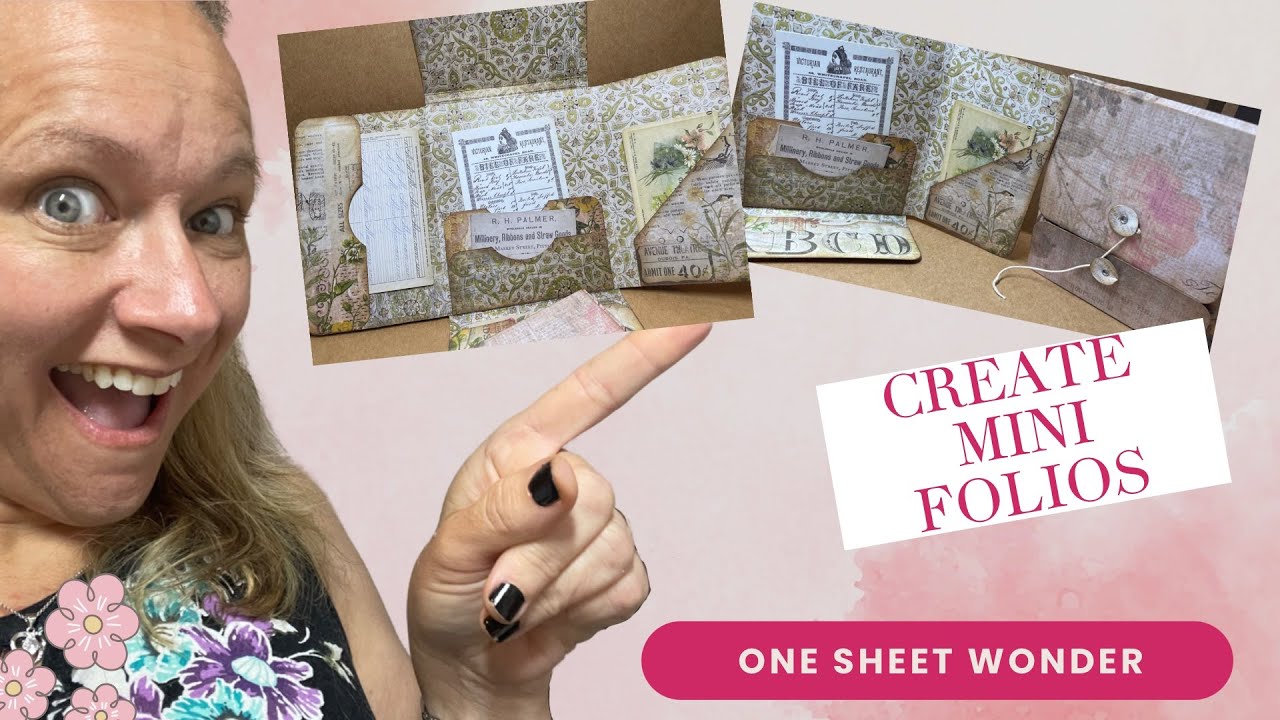 Create Mini Folio Using One Sheet 12 x 12 - One Page Wonder - Using Tim Holtz Papers - Easy Tutorial