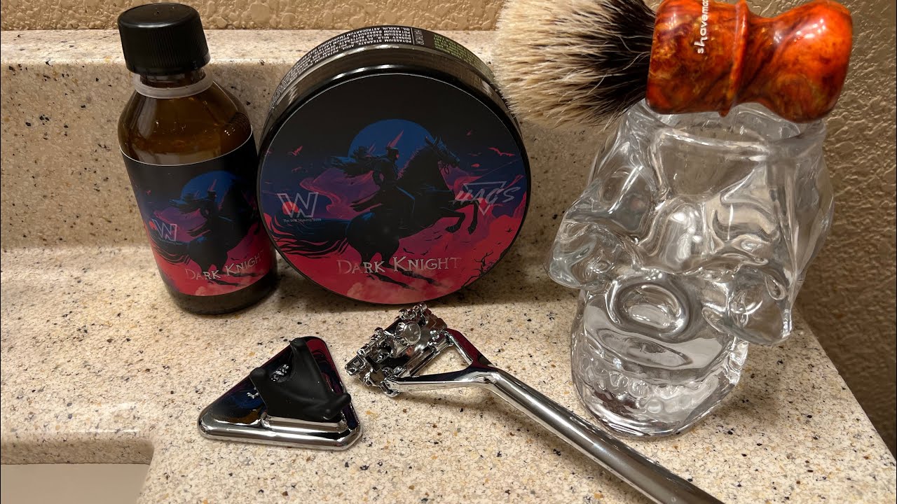 Preview-Dark Knight Soap & Aftershave, Leaf Razor and Shower Holder, & Shavemac Brush