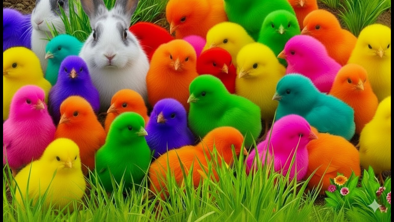 Menangkap Ayam Warna, ayam lucu, ayam warna warni, bebek lucu, kelinci lucu, hewan lucu
