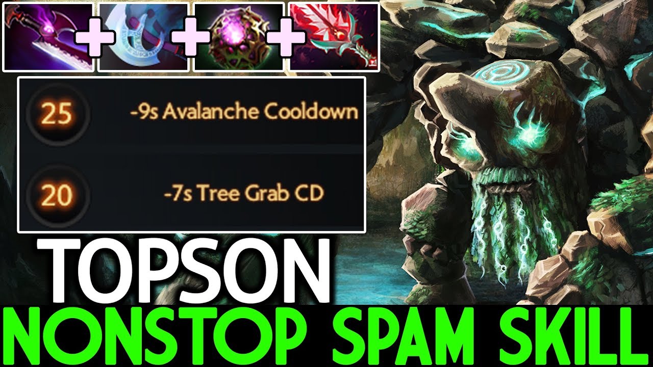 TOPSON [Tiny] Nonstop Spam Skill Imba Cooldown Talent 7.21 Dota 2
