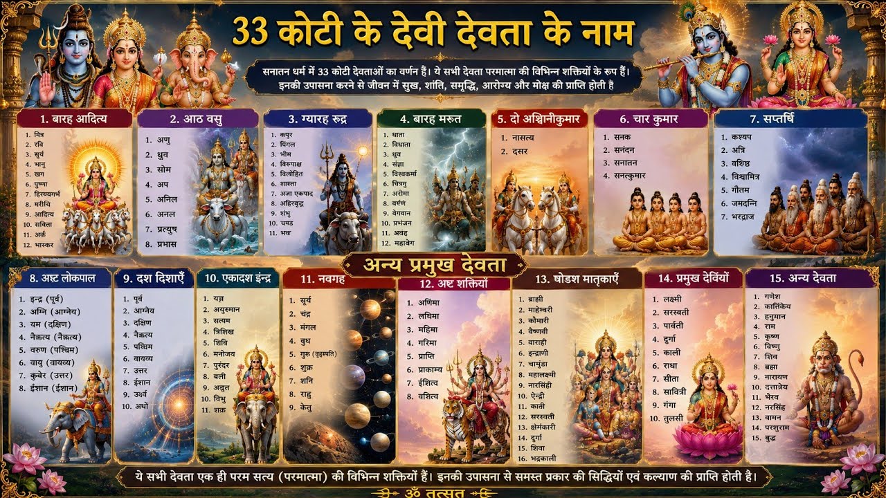33 करोड़ नहीं ,33 कोटि के देवी-देवता के नाम ।। 33 Koti ka Devi Devta ka Naam llName of 33 Koti devta
