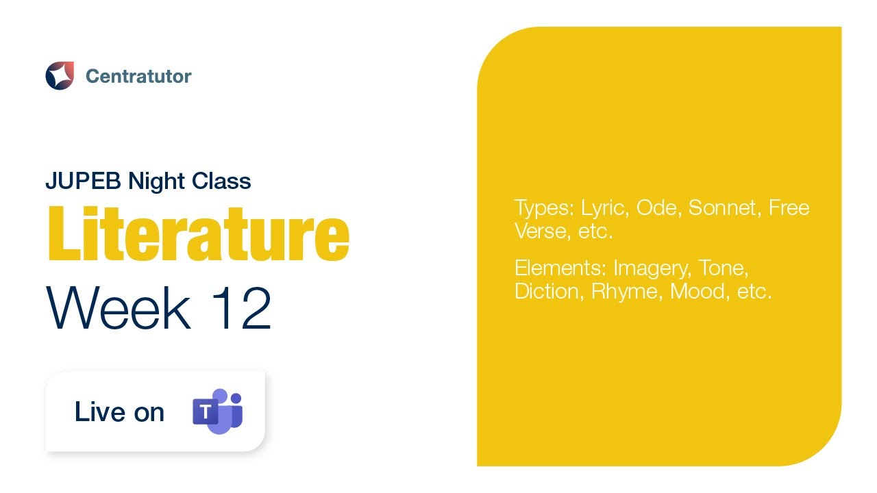 JUPEB Literature Night Class 2025 - Week 12