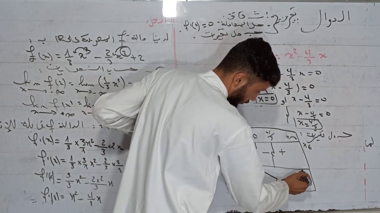 النهايات , الإشتقاق ، إتجاه التغير ، جدول تغيرات (الشعب الأدبية)