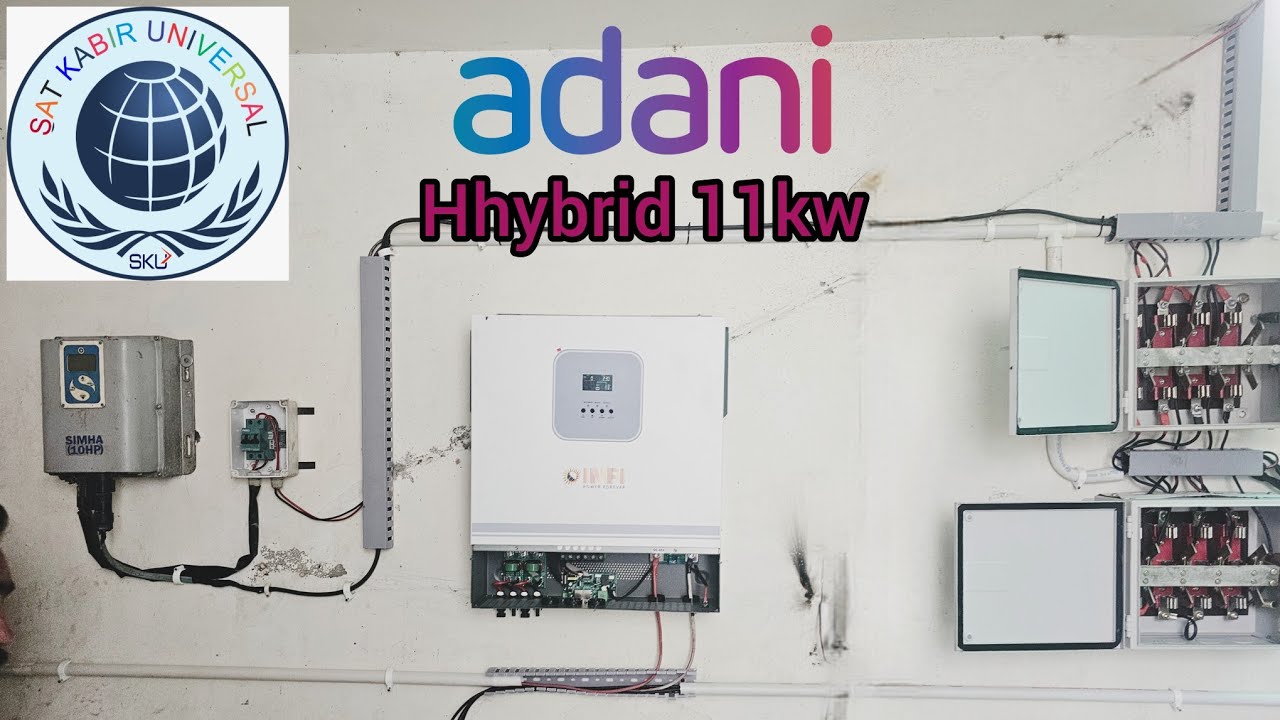 11kw Hybrid Inverter Work & installation with adani solar panel & vdf #adani #tatapower ##utlsolar