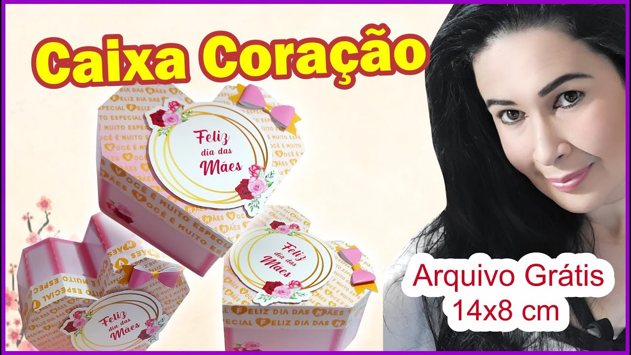 Presente dia das mães | caixa coração de papel | arquivo grátis #videorápido 9