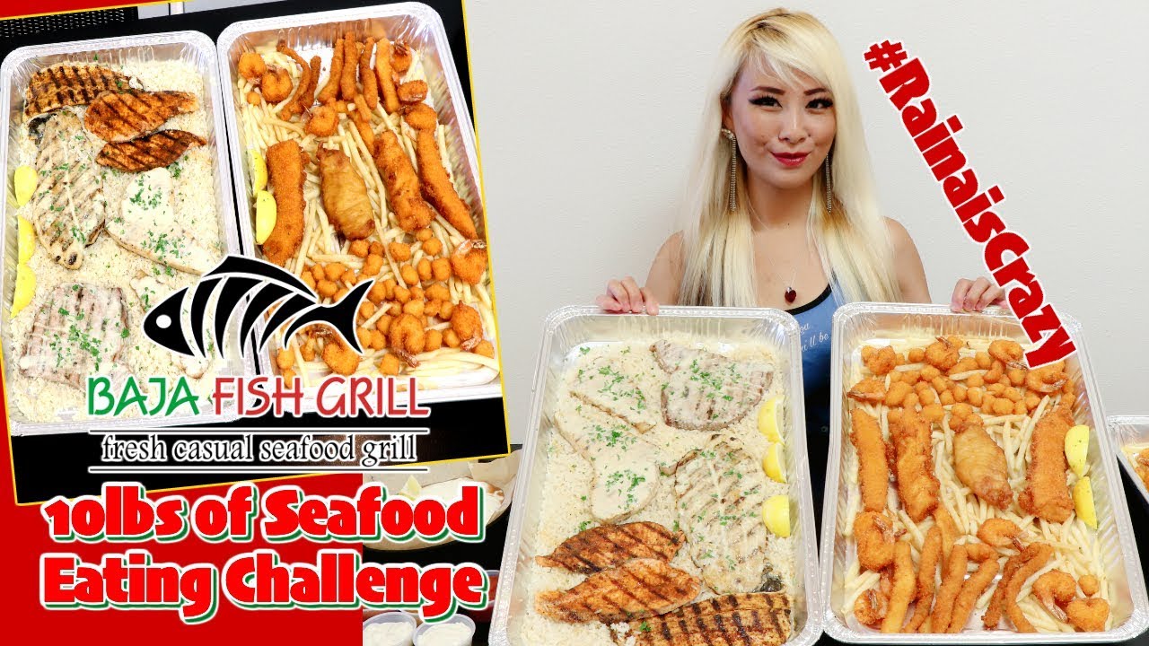 10lbs of Seafood Eating Challenge ft. Freakeating @ Baja Fish Grill | Harbor City | RainaisCrazy