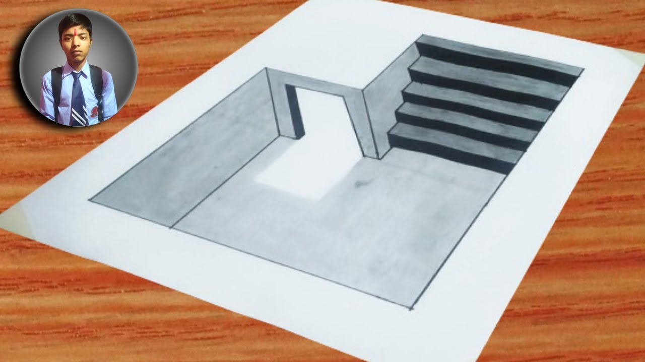 how to draw stairs in basement on paper 3d going illusion drawing