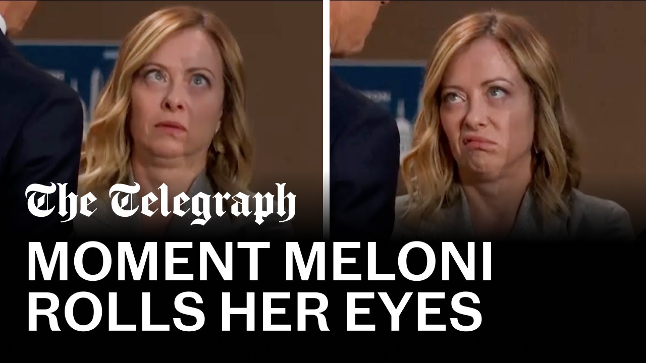 Giorgia Meloni rolls eyes at Biden's tardiness