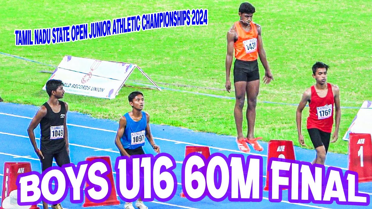 Fastest Boys U16 || 60m sprint final  36th Tamil Nadu State Open Junior Athletics Championship 2024