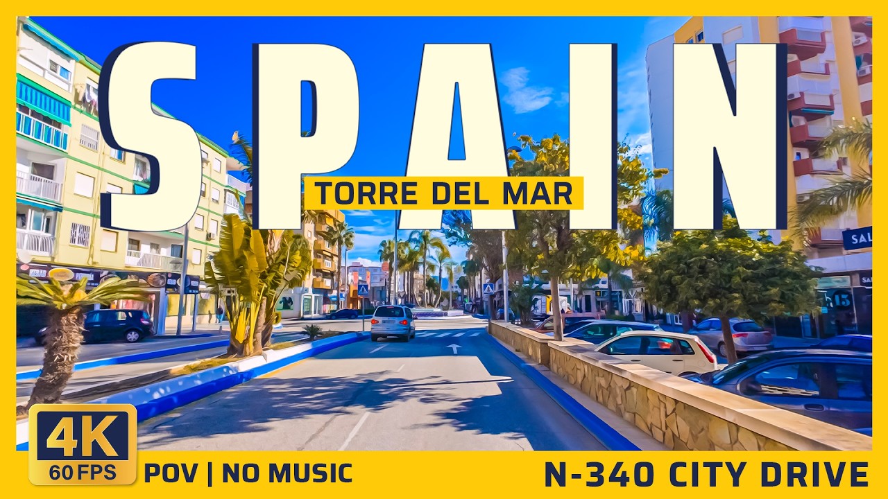 Torre del Mar Drive 4K | Through the Town Centre, Spain | ASMR