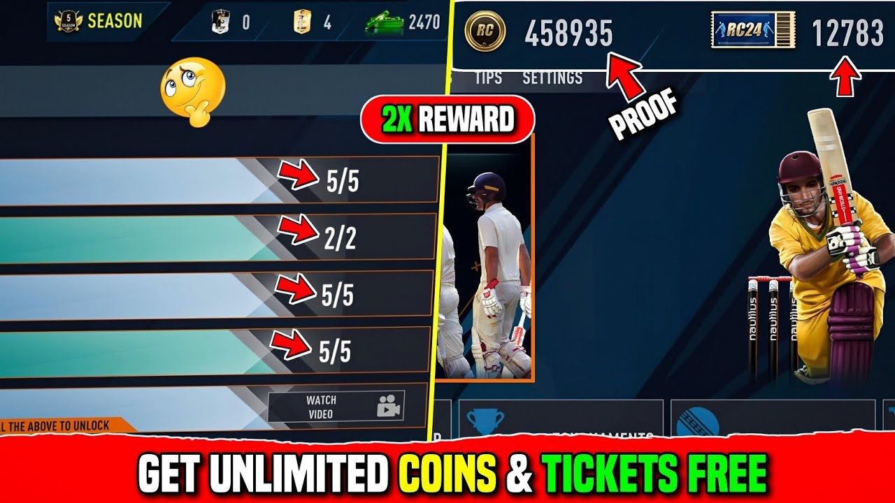 How To Get Unlimited Coins & Tickets Free In Real Cricket 24🤫| New Trick 2024 | Rc24 Hindi...
