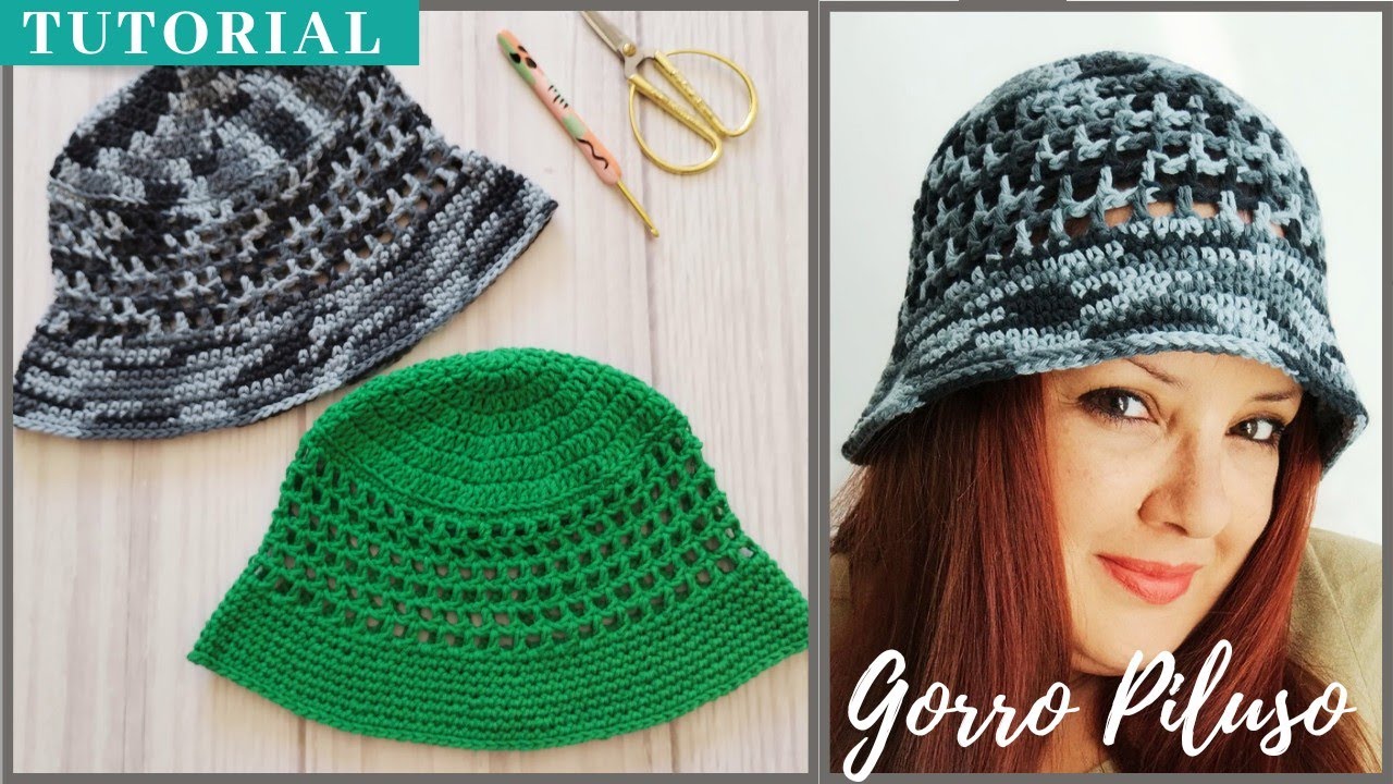 Cómo Tejer Gorro PILUSO Calado TENDENCIA a CROCHET // Punto RED. Fácil y rapido. Tutorial