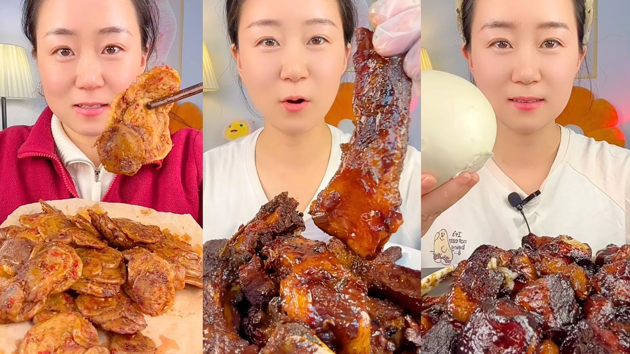 Spicy Sausage Slices, Braised Pork Ribs, and Steamed Bun Mukbang