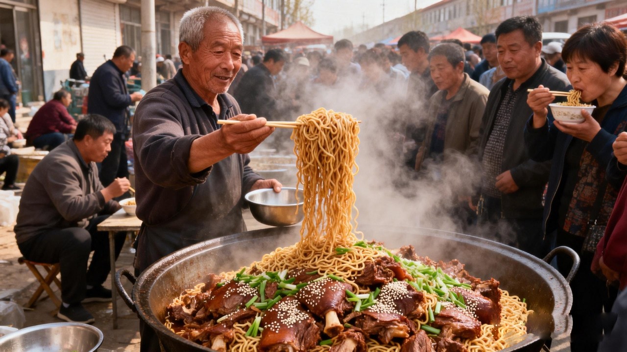 河南大集烩面20元一碗，羊骨头熬制底汤满满烟火气，吃不完根本吃不完【我是忐忑妞】