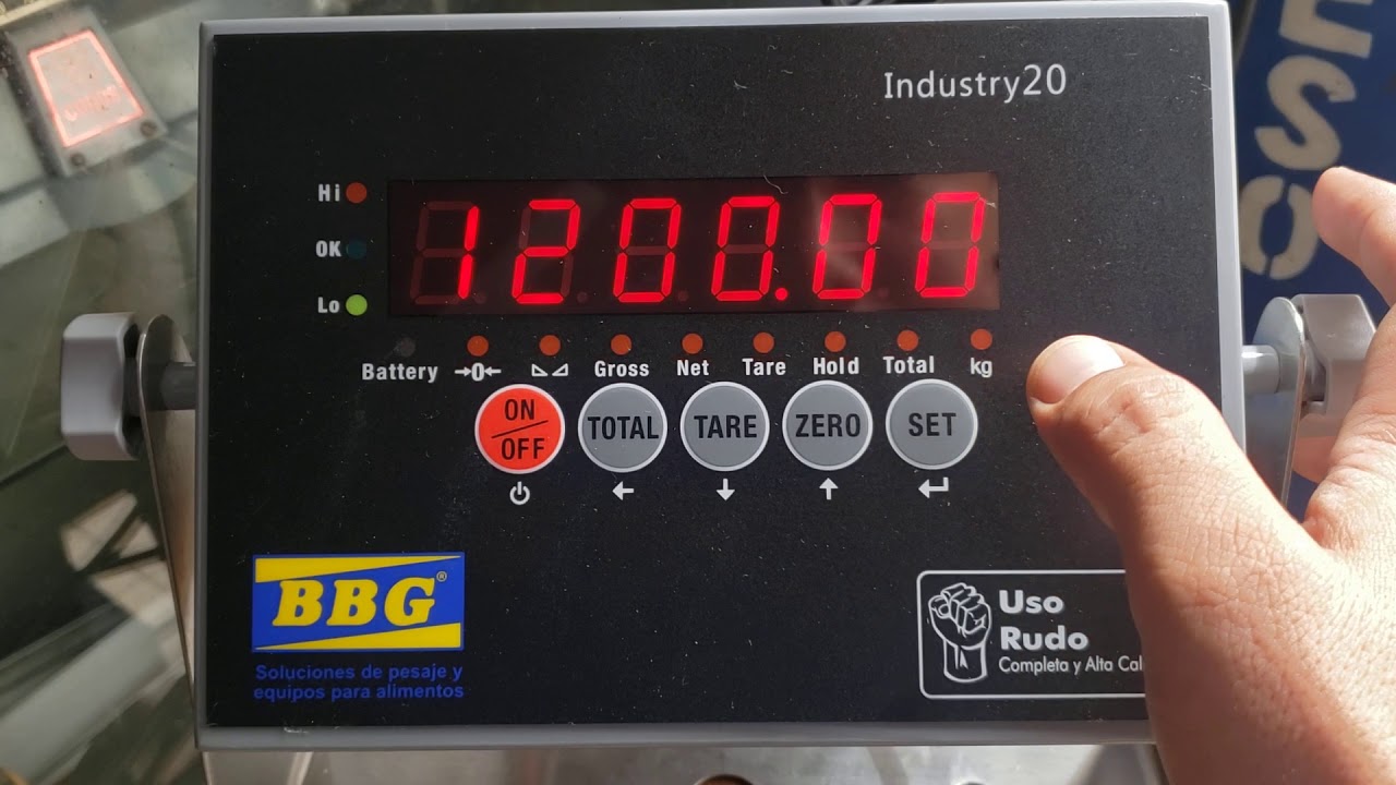 Ajuste de peso (calibracion) indicador BBG modelo industry 20