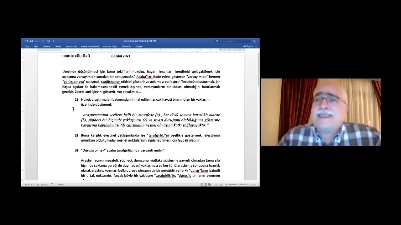Prof. Dr. Aydın GÜLAN, Hukuk Kültürü Konuşmaları 06.09.2021