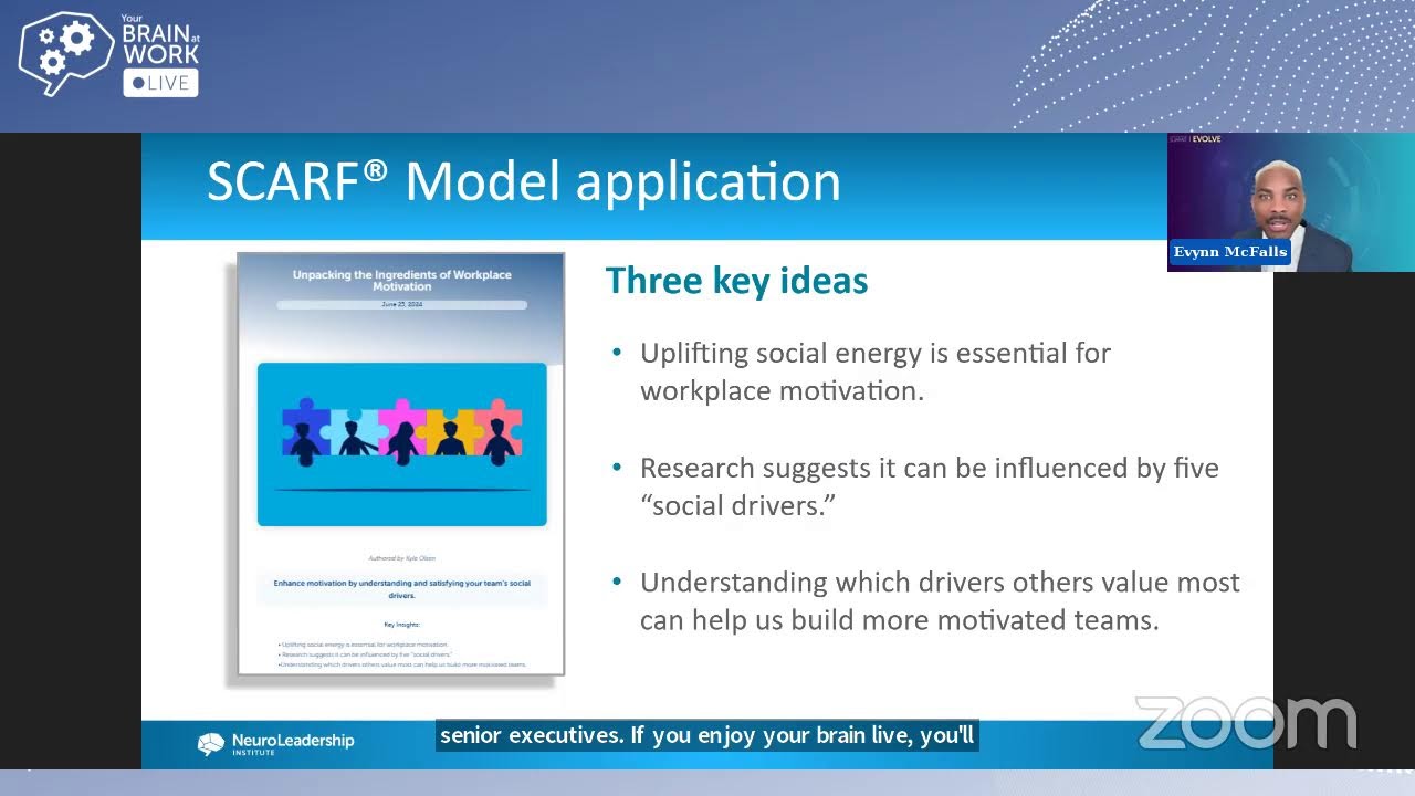 Your Brain at Work LIVE | SCARF in 2024: Understanding How Individual Drivers Can Cultivate Team Suc