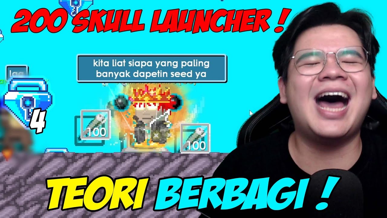 LANGSUNG SAJA ! GACHA 200 SKULL LAUNCHER ! JADI 8 BGL ATAU MALAH JADI 0 BGL - Growtopia Indonesia