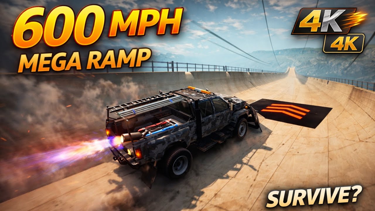 600 MPH, No Brakes💥spinner😈 | BeamNG Mega Ramp