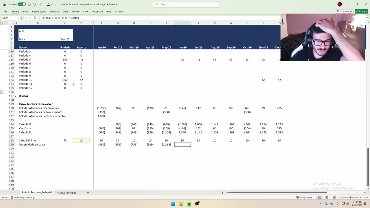 Modelagem Financeira (Valuation) - Aula 5: Dívida, Revolver e Empréstimo