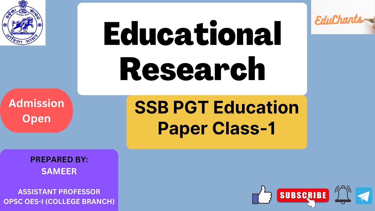 SSB PGT 2024 Education Paper Live Class-1 | Educational Research with MCQs Discussion | EduChants |